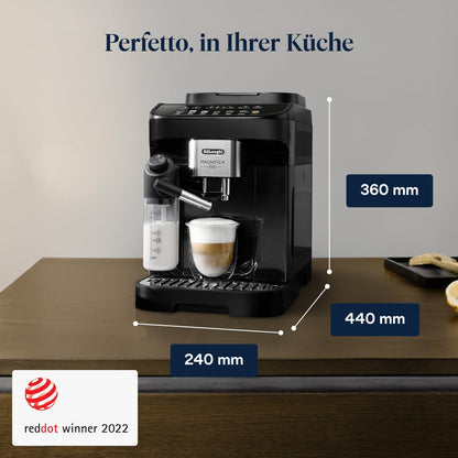 Magnifica Evo ECAM292.81.B-Perfetto Kaffeevollautomat mit LatteCrema-Milchaufschäumer,Cappuccino,Espresso Kaffeemaschine,7 One-Touch-Getränke,Soft-Touch-Bedienfeld,Schwarz
