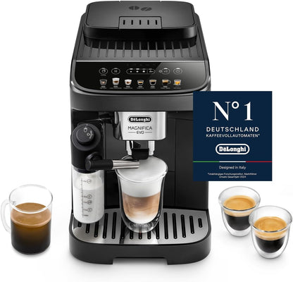 Magnifica Evo ECAM292.81.B-Perfetto Kaffeevollautomat mit LatteCrema-Milchaufschäumer,Cappuccino,Espresso Kaffeemaschine,7 One-Touch-Getränke,Soft-Touch-Bedienfeld,Schwarz