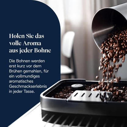 Magnifica Evo ECAM292.81.B-Perfetto Kaffeevollautomat mit LatteCrema-Milchaufschäumer,Cappuccino,Espresso Kaffeemaschine,7 One-Touch-Getränke,Soft-Touch-Bedienfeld,Schwarz